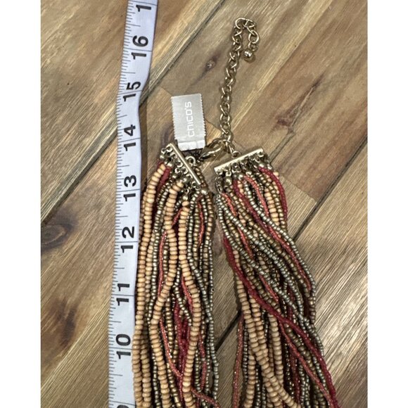Chicos Layered Mutlicolor Gold Tone 14" Long Sead Bead Statement Necklace NEW - Picture 9 of 10